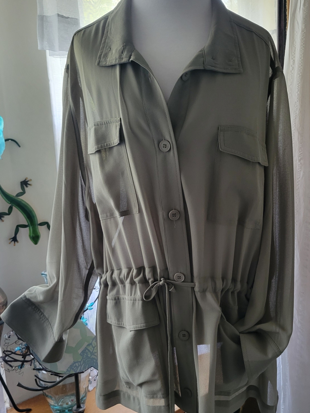 WynneLayers Chiffon Safari Jacket Olive